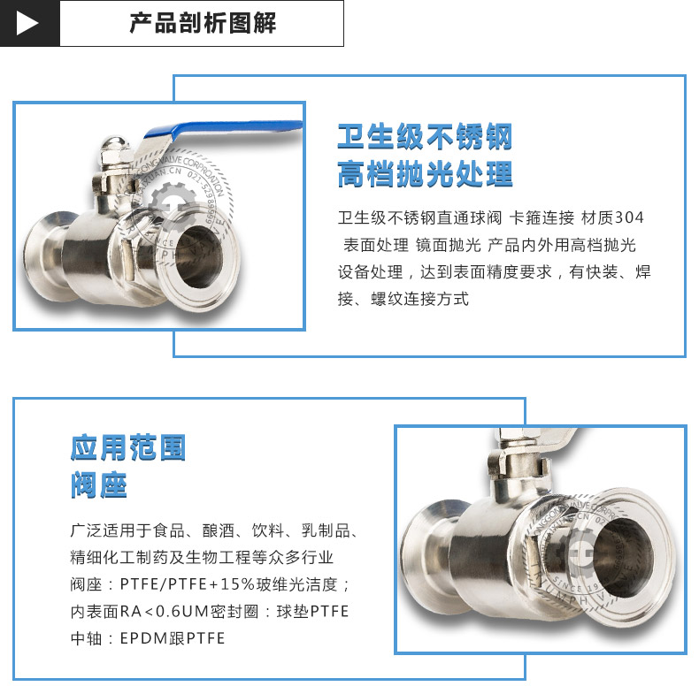 304316304316卫生级球阀不锈钢球阀快装球阀卡箍式球阀