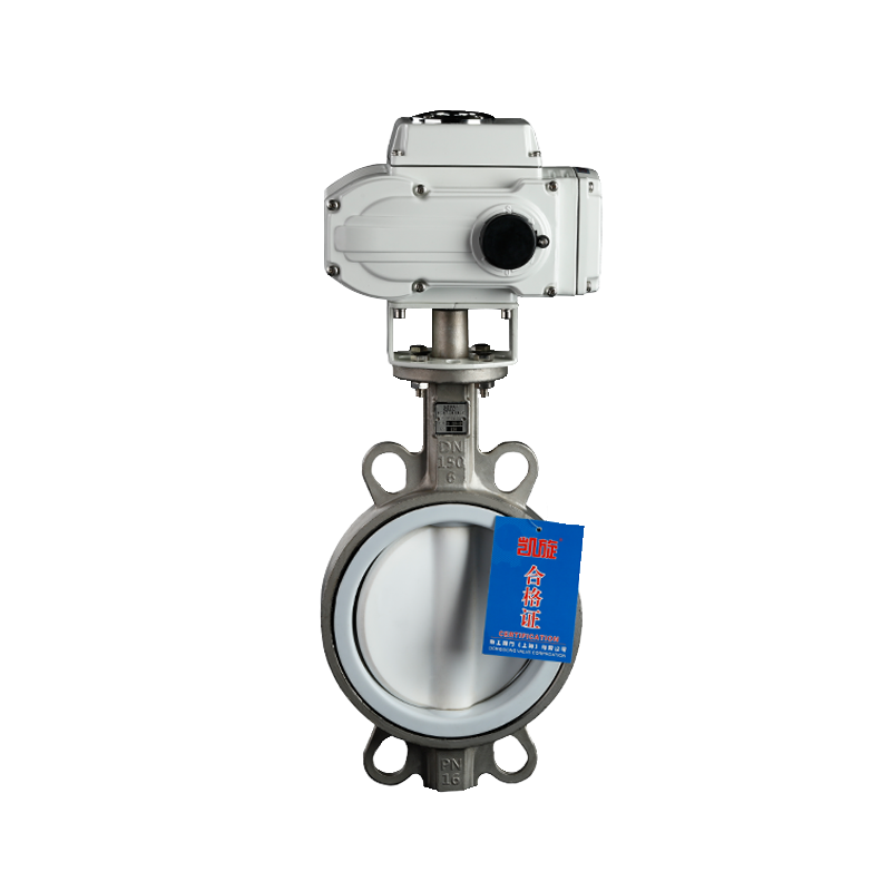 D971FF-16P对夹式不锈钢四氟电动蝶阀四氟蝶阀对夹式蝶阀